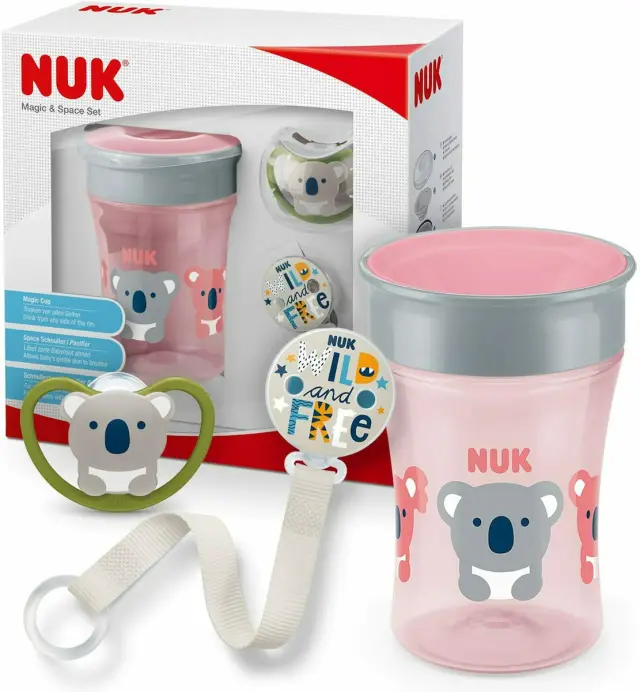 Nuk Παιδικό Ποτηράκι "Magic Cup & Space Set" από Πλαστικό Ροζ 230ml για 6m+
