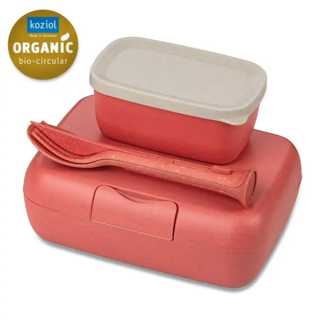 Koziol Candy Ready Σετ Δοχείο Φαγητού & Μαχαιροπίρουνο Nature - Κοραλί