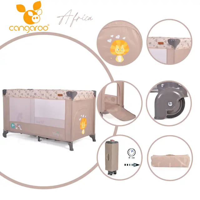 CANGAROO - Folding cot Africa beige - 3800146248222