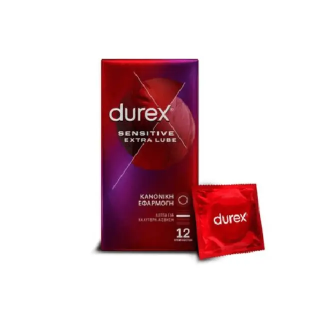 DUREX Προφυλακτικά Πολύ Λεπτά Sensitive με Έξτρα Λιπαντικό Κανονική Εφαρμογή 12 τεμάχια