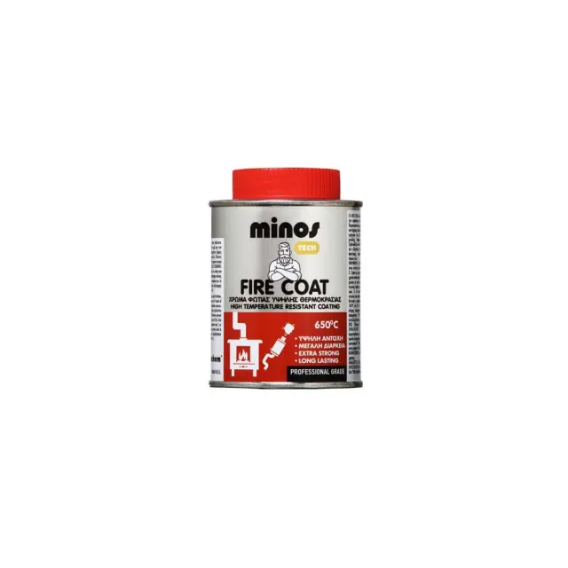 MINOS TECH FIRE COAT Βερνικόχρωμα Υψηλής Θερμοκρασίας ΑΣΗΜΙ 650oC 200 ml