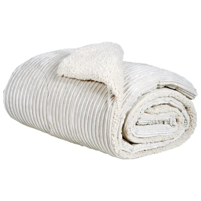 Κουβερτοπάπλωμα sherpa μονό ιβουάρ 160x220cm Das Home 1178 3