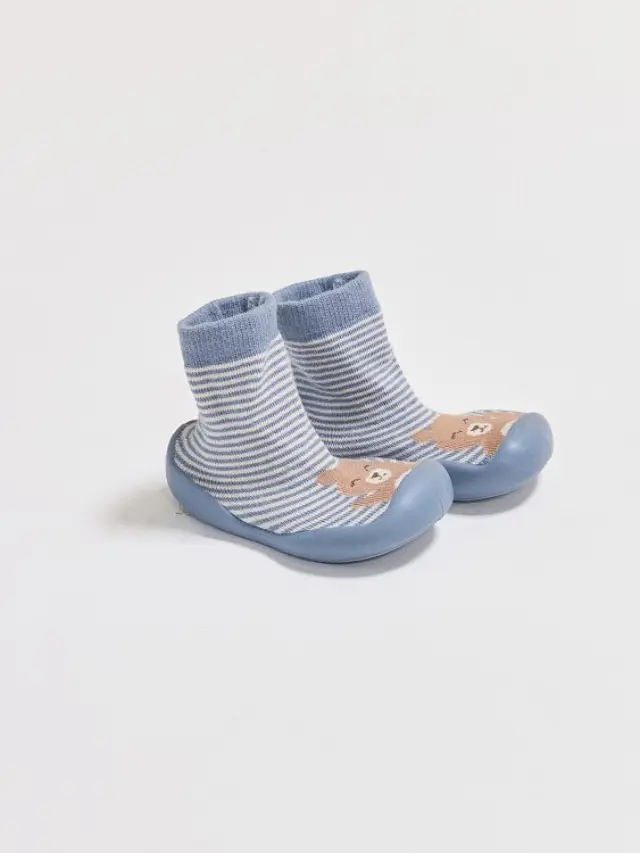 Βρεφικά Παντοφλάκια για Αγόρια Striped Teddy ΜΠΛΕ