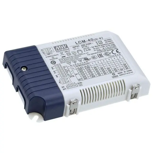 AC-DC Multi-Stage LED driver Constant Current (CC); Modular output 0.35A/0.5A/0.6A/0.7A/0.9A/1.05A; dimming 0-10Vdc & PWM; extra 12Vdc at 50mA 40W