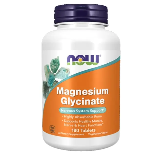 Now | Foods Magnesium Glycinate Nervous System Support | 180tabs