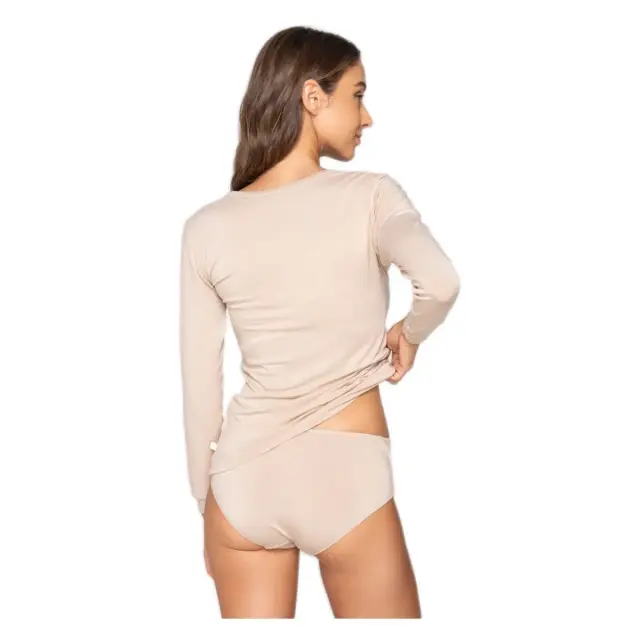 Luna Γυναικείο T-shirt Μακρύ Μανίκι Micro Touch Comfort, Χρώμα Μπεζ 2