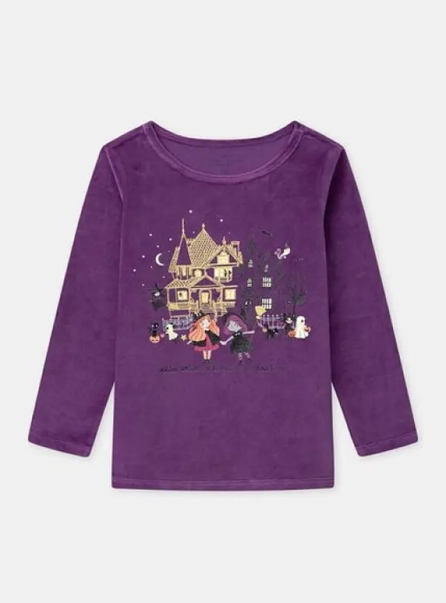 Σετ Παιδικές Πιτζάμες για Κορίτσια Purple Halloween Witch ΜΩΒ 2