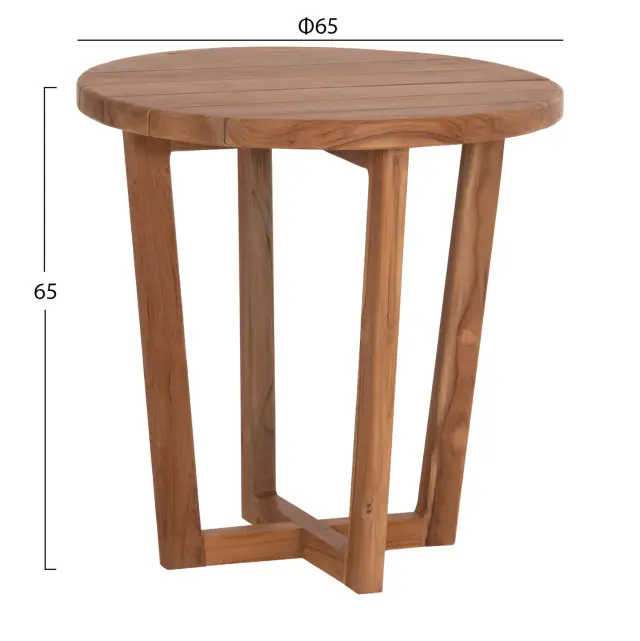 ΤΡΑΠΕΖΙ ΜΕΣΗΣ ΣΤΡΟΓΓΥΛΟ FB96650 ΞΥΛΟ TEAK ΦΥΣΙΚΟ Φ65x65Υεκ. 2