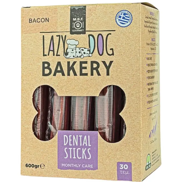 Lazy Dog Bakery Dental Sticks Κουτί Bacon 600gr Μονόχρωμο