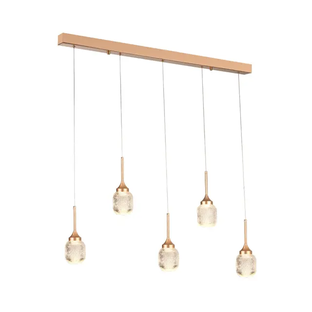 Inlight Κρεμαστό φωτιστικό LED 5*10W από χρυσαφί μέταλλο και ακρυλικό D:60x200cm (4077R-5-Golden) 3