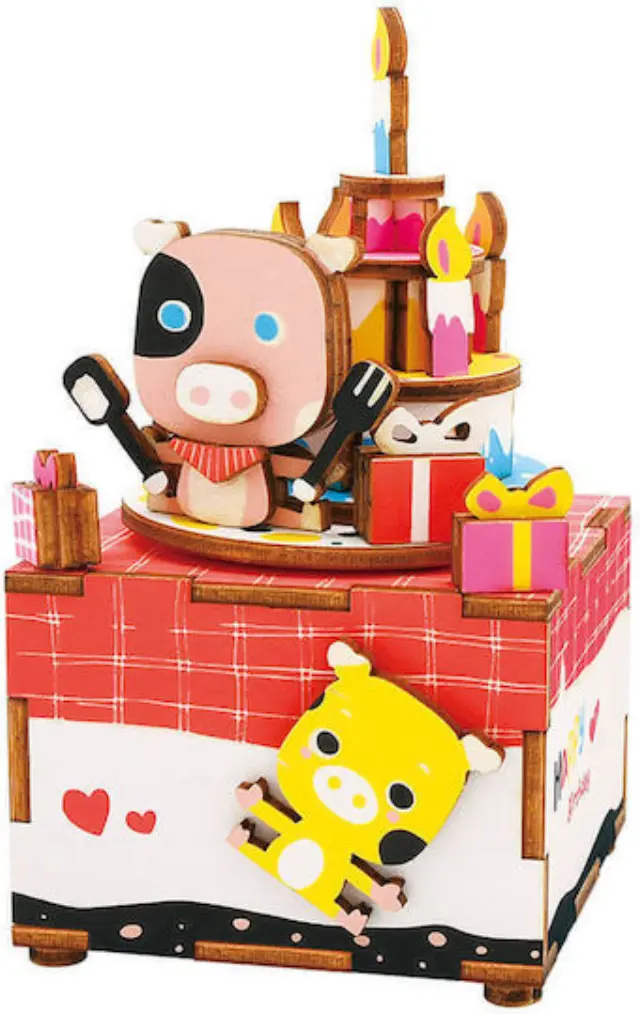 Robotime DIY Ξύλινο Μουσικό Κουτί / 3D Wooden Puzzle Music Box: Happy Birthday 3