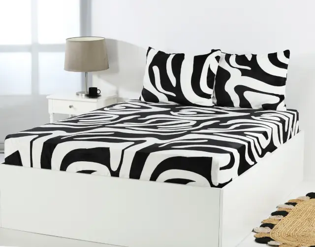 Fleece σεντόνι με λάστιχο και μαξιλαροθήκες (100cm x 200cm + 30cm) design 3 - -