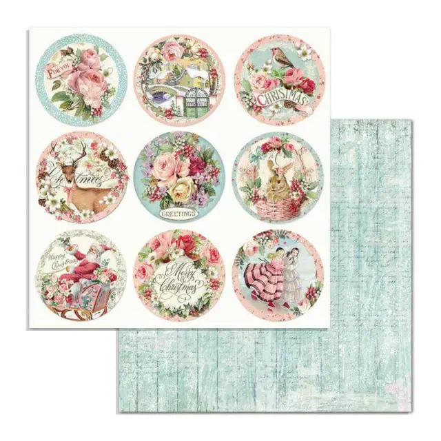 Χαρτί Scrapbooking Stamperia Διπλής Όψης - Pink Christmas Rounds - 31x30cm