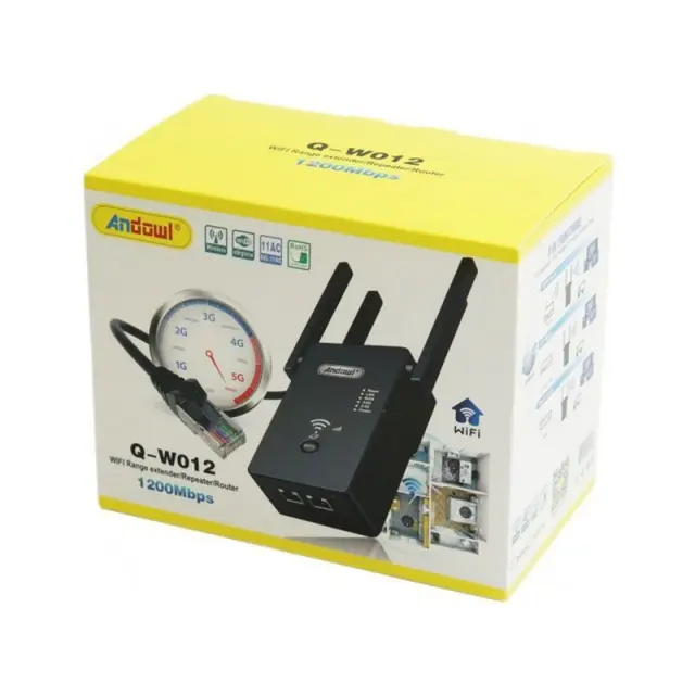Andowl Q-W012 WiFi Extender Dual Band (2.4 & 5GHz) 1200Mbps με 2 Θύρες Ethernet - WiFi Range Extender/ Repeater/ Router 075760 2
