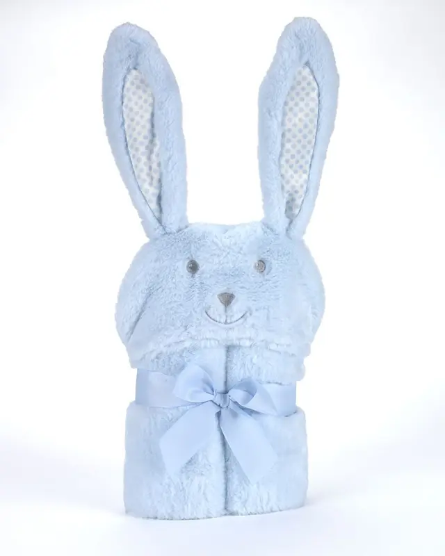 Κουβέρτα Λίκνου (75x95) Pompon Rabbit Γαλάζιο Mora Spain 2