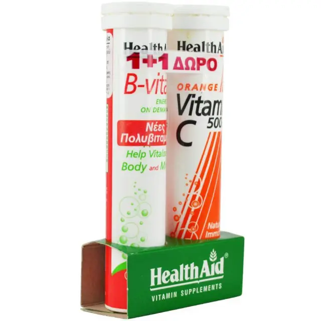 Πακέτο Προσφοράς B-Vital Apricot 20eff.tabs + Δώρο Vitamin C Orange 500mg 20eff.tabs - Health Aid 3