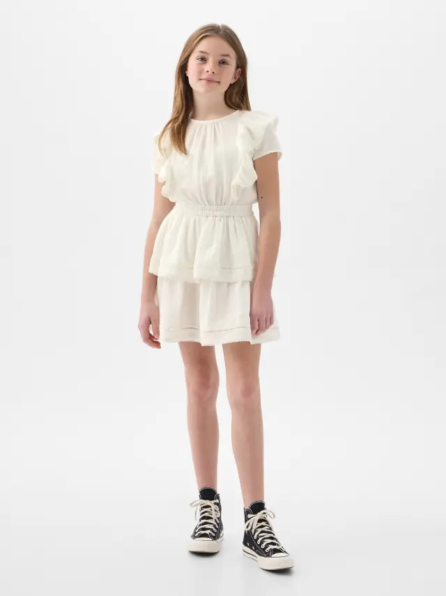 Άσπρο Παιδικό Ruffle Φόρεμα new off white - S