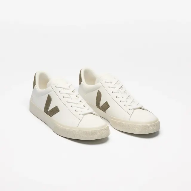 VEJA “CAMPO” LEATHER MEN SNEAKERS (CP0502347B450-WHITE-KHAKI) - 43 2