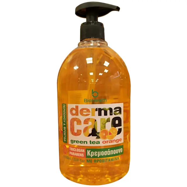Υγρό Κρεμοσάπουνο DERMA CARE Green Tea-Orange Αντλία 1lt