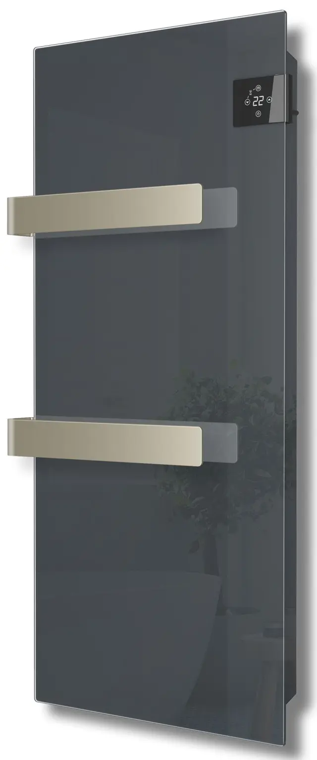 Radialight Silk 750 Watt Ανθρακί - Ψηφιακή Πετσετοκρεμάστρα Μπάνιου με Γυάλινη Πρόσοψη 2