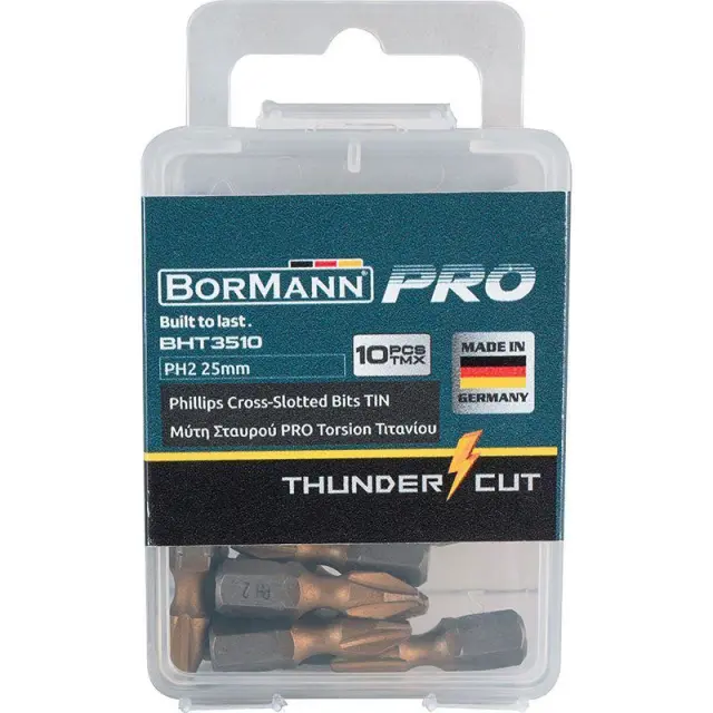 Bormann Pro BHT3510 – Μύτη σταυρού Pro Torsion Tιτανίου PH2 25mm 10τεμ (044901)