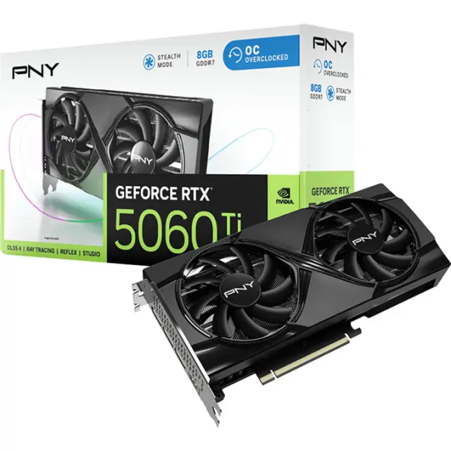 PNY Κάρτα Γραφικών GeForce RTX 5060 Ti Verto OC Dual Fan 8GB GDDR7 (VCG5060T8DFXPB1-O)