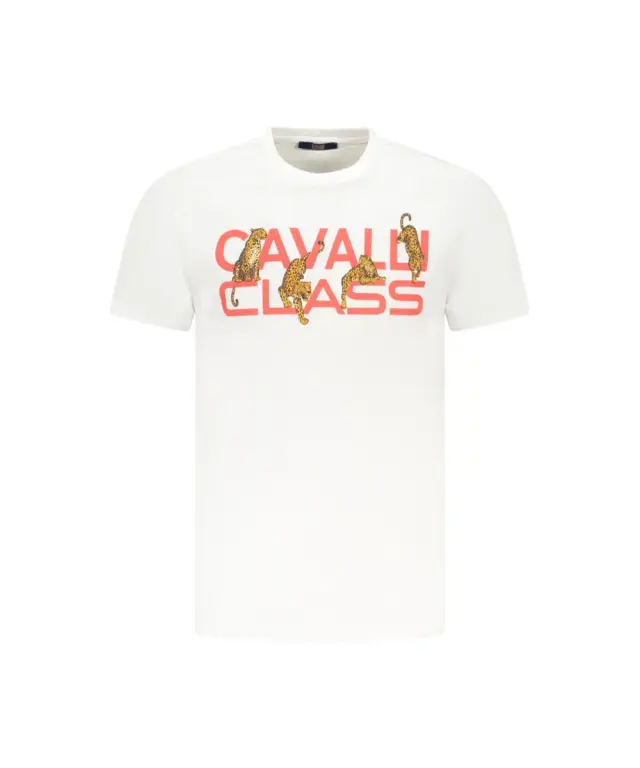Cavalli Class - Ανδρική Μπλούζα T-Shirt Κοντομάνικη Regular Fit TXT60MJD060-00533 Λευκό