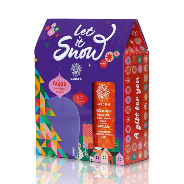 Garden Let It Snow Festive Set Vanilla Body Lotion Γαλάκτωμα Σώματος με Άρωμα Βανίλια & Δώρο ένας Ζεστός Σκούφος, 1 σετ 3