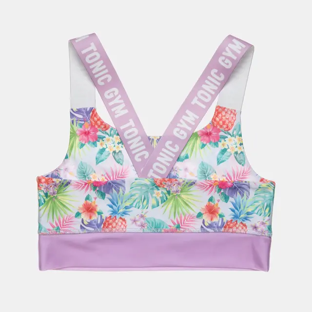 Σετ Gym Tonic crop top με κολάν σε tropical pattern 3