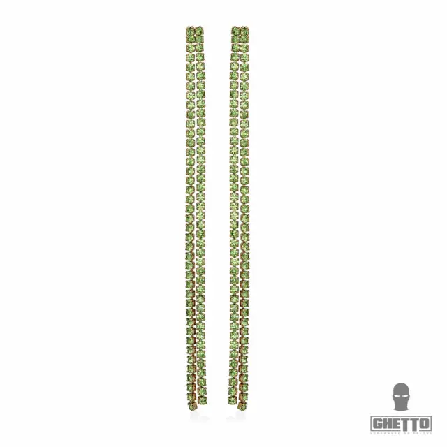 Ghetto Color Crystal Long Chain Earrings Women Green