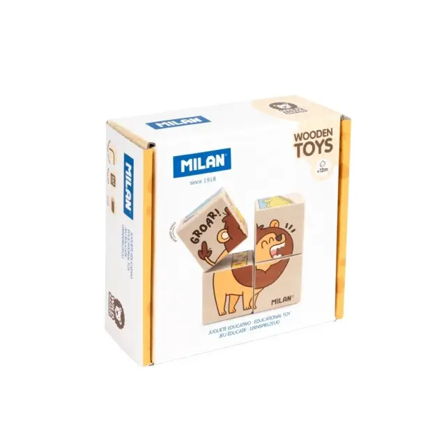 Milan Ξύλινο Εκπαιδευτικό Παιχνίδι με Κύβους / Wooden Educational Toy: Wild Safari 2