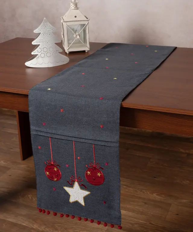 Χριστουγεννιάτικη τραβέρσα NW343 (35cm x 175cm) ανθρακί - -