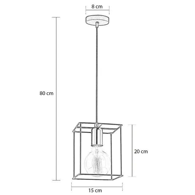 Φωτιστικό Κρεμαστό AYLA Μαύρο Μέταλλο 15x15x80cm 2