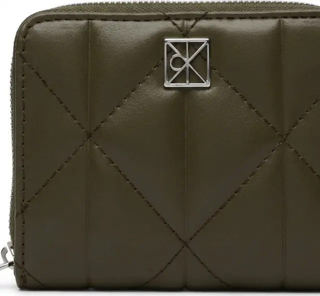 Calvin Klein Γυναικείο Μικρό Πορτοφόλι Quilted Flap Zip Around Πράσινο 2