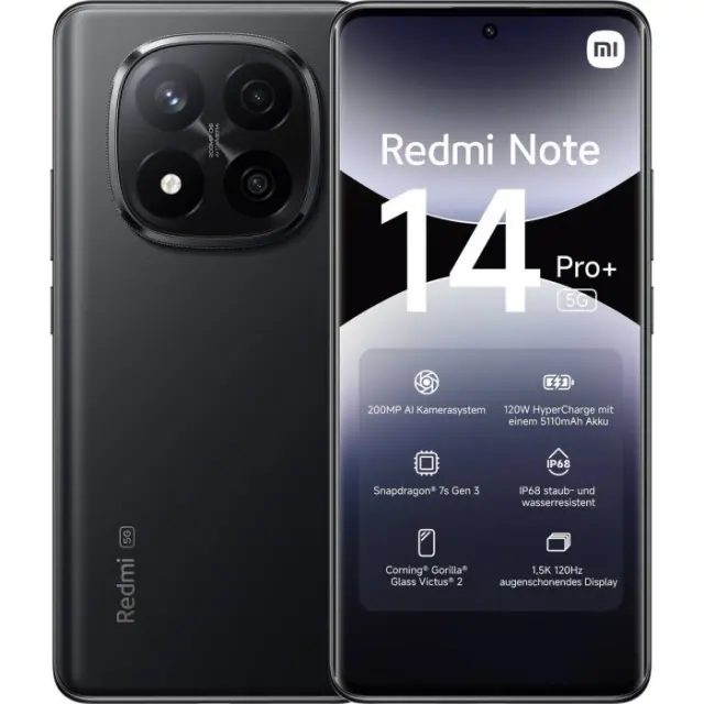 Xiaomi Redmi Note 14 Pro+ 5G NFC Dual SIM (12GB/512GB) Midnight Black EU