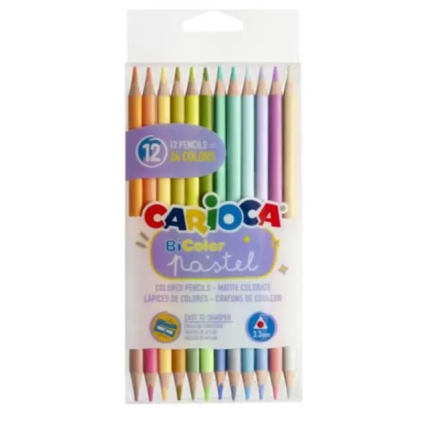 Carioca Ξυλομπογιές Bicolor Διπλές Pastel 12 χρώματα (43309)