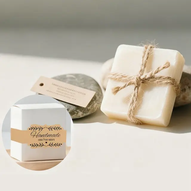 Ετικέτες-περιτυλίγματα κραφτ για σαπούνι «Handmade», 22x5cm, 120τεμ. 3