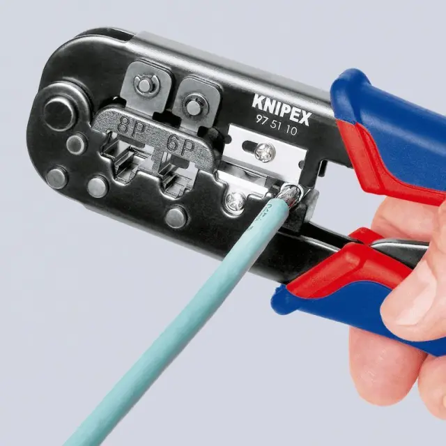 Knipex 975110- Πένσα ακροδεκτών κλιπ για τηλέφωνα και pc 6-8 οδών No190mm 2