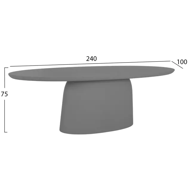ΤΡΑΠΕΖΙ ΤΡΑΠΕΖΑΡΙΑΣ ΟΒΑΛ FB96577.01 ΓΚΡΙ FIBER CEMENT 240x100x75Υεκ. 2