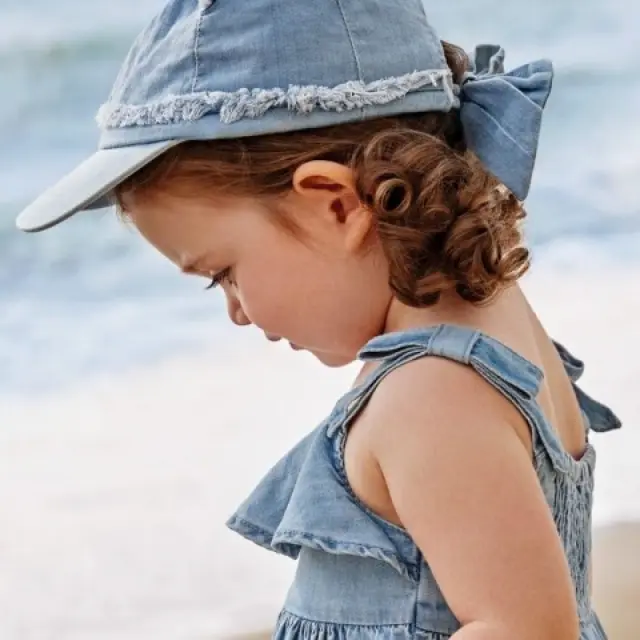 Baby 6 μηνών έως 4 ετών Καπέλο με διακοσμητικά αυτάκια και φιόγκο βιώσιμο βαμβάκι τζιν 2