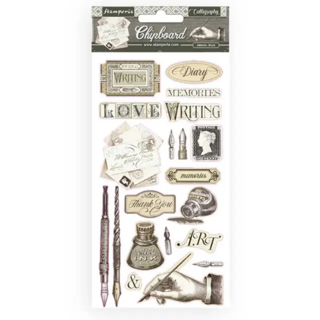 Die Cuts Chipboard Stamperia 15x30cm, Calligraphy