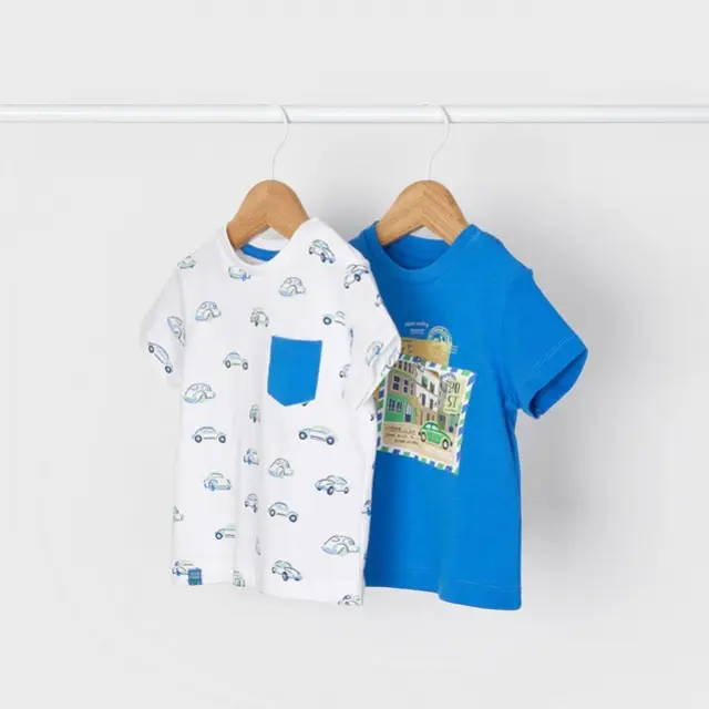 Baby 6 μηνών έως 4 ετών Σετ 2 μπλουζάκια κοντομάνικο σταμπωτό μπλε σκούρο - 9M