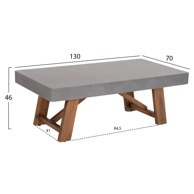 ΤΡΑΠΕΖΙ ΜΕΣΗΣ FB96595.01 ΓΚΡΙ FIBER CEMENT--ΞΥΛΟ ΑΚΑΚΙΑΣ 130x70x45Υεκ. 2