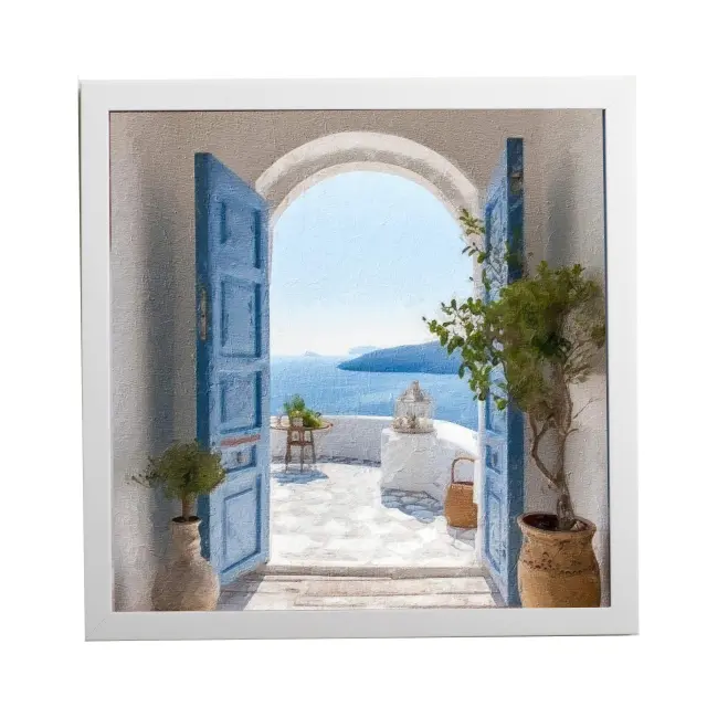 Θέμα (island 3 ) 1 Κάδρο 37x37cm κορνίζα ξύλινη χρώμα λευκό θέμα με πλαστικοποίηση (Κ 2033/3+3 island)
