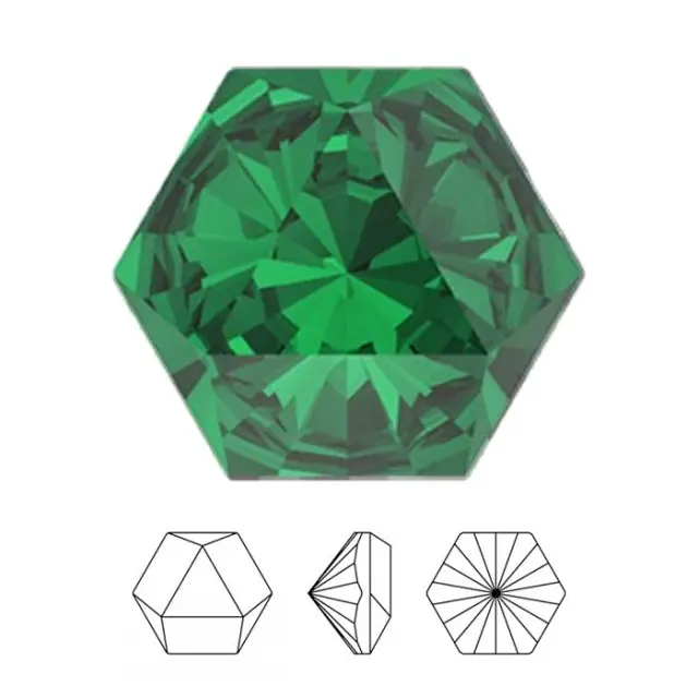 Swarovski 4699 Kaleidoscope Hexagon Fancy Stone Emerald 9.4x10.8mm - 2τεμ