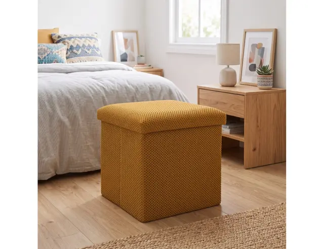 Σκαμπό Atom Home Deco Factory με αποθηκευτικό χώρο και διαστάσεις 38x38x38cm - Yellow HD0505