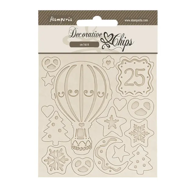 Chipboard Stamperia 14x14cm, Candy Christmas, Αερόστατο