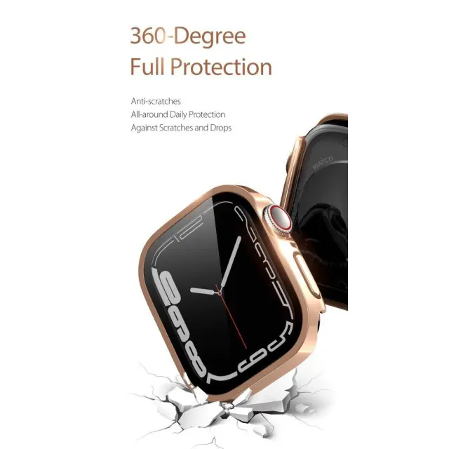 Dux Ducis® Electroplated Θήκη Με Τζαμάκι για Apple Watch Series 7/ 8/ 9 41mm - Rose Gold 3