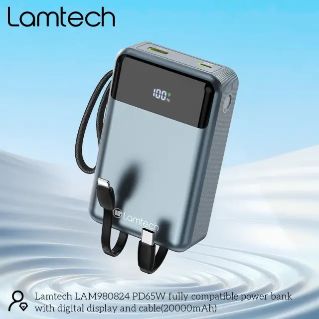 Lamtech PD65W PowerBank 20000mAh με Type-C & Lightning QC3.0 2