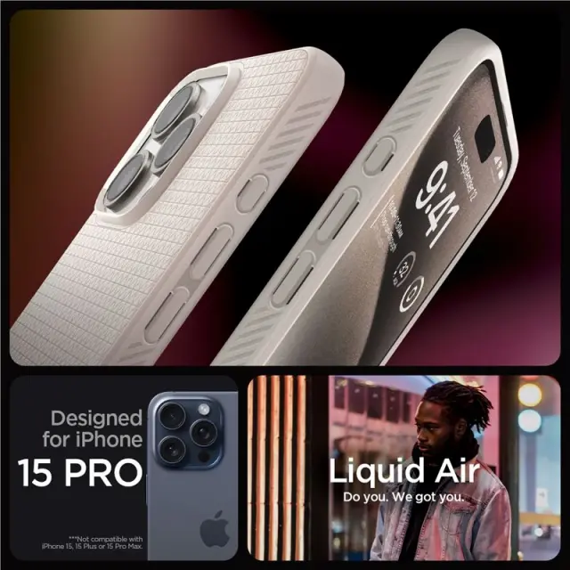 Spigen Liquid Air, natural titanium - iPhone 15 Pro 2